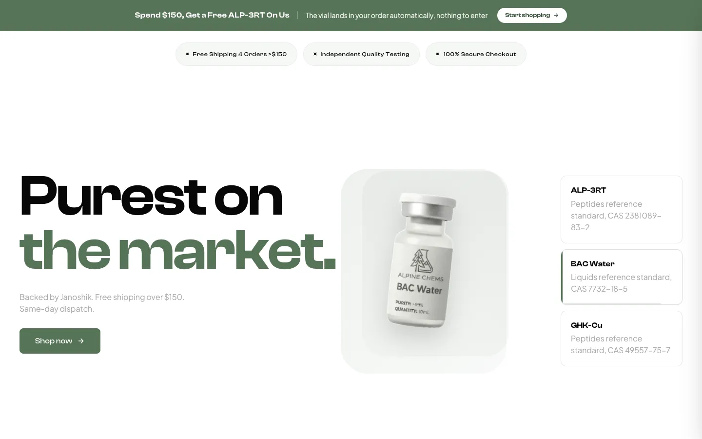Alpine Chems storefront, purest on the market